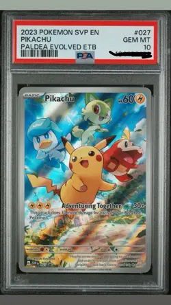 2023 Pokemon SVP EN-SV Black Star Promo Pikachu #027 Paldea Evolved Etb PSA 10 - Image 1