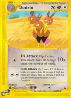 Moderately Played, English Pokemon Regular Dodrio - 46/147 - Uncommon Aquapolis - Image 1