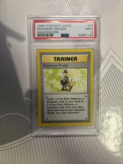 Pokemon Base Set Pokemon Trader SHADOWLESS PSA 9 #77 1999 - Image 1
