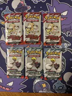 3 Destined Rivals & 3 Journey Together Fun Packs Pokemon TCG - Image 1