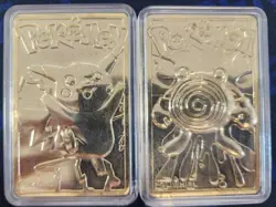 Pokemon 23K Gold-Plated Card Pikachu And Poliwhirl In Protective Case - Image 1
