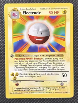 Pokemon Electrode Base Set 1st Edition Shadowless Card 21/102 LP🔥🔥🔥 - Image 1