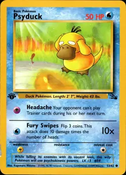 Psyduck 53/62 Common Fossil 1st Edition Non Holo Pokemon Card - Image 1