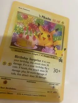 Pokemon Pikachu TCG Birthday Celebrations Holo Rare Card #24 NM/Mint Pack Fresh - Image 4