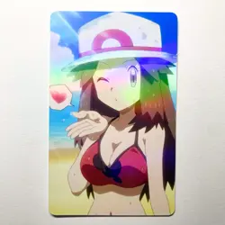 Pokemon Trainer Leaf Sexy Doujin Waifu Girl Anime Art Goddess Card - Image 1