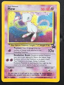 2000 POKEMON PROMO BLACK STAR POKEMON LEAGUE 9 MEW HOLO MODERATELY PLAYED/MP - Image 1