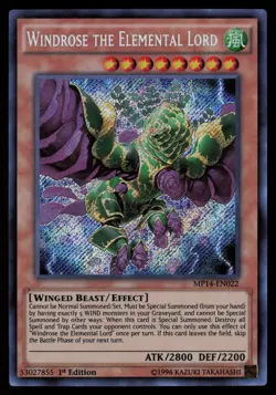 Yugioh Windrose the Elemental Lord MP14-EN022 1st Edition Secret Rare NM - Image 1