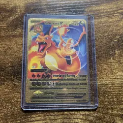 Pokemon Interlaced Flames Charizard V Gold Foil Card LV. 92 HP 522 Fan Art - Image 1