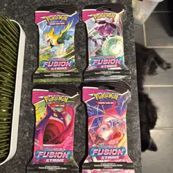 Fusion Strike Sealed Sleeved Pokemon Booster Card Artset Art Set - 4 Total Packs - Image 1