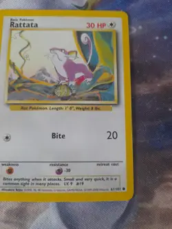 Rattata 61/102 1999-2000 4th Print UK Common Unlimited Base Set Pokemon Card MP - Image 3