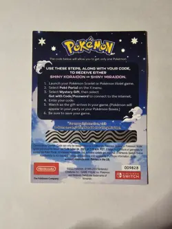 Pokemon Scarlet and Violet: Gamestop Shiny Miraidon OR Koraidon Code UNSCRATCHED - Image 2