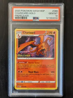 2020 POKEMON VIVID VOLTAGE CHARIZARD #SWSH066 PRERELEASE PROMO PSA 10 - Image 1