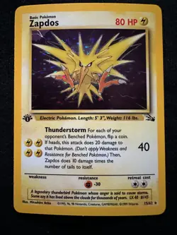 Pokemon TCG | Zapdos 1st Edition Holo Rare *HOLO ERROR* | 15/62 Fossil | NM-LP - Image 1