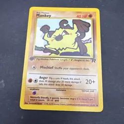 Pokemon TCG Team Rocket 1st Edition Regular Finish Mankey 61/82 NM Card - Image 1