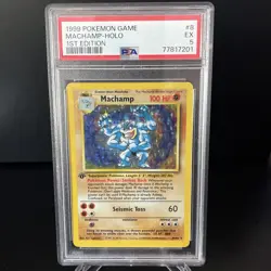 Pokemon Machamp Holo 1st Edition Base Set 8/102 PSA 5 Excellent - Image 1