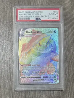 2020 Pokemon SWSH Champion's Path - Secret Full Art Drednaw VMAX #075 PSA 10 - Image 1