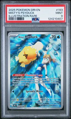 PSA MINT 9 - Misty'S Psyduck Illustration Rare Pokemon Dri En-Destined Rivals 19 - Image 1