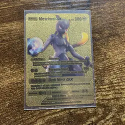 Pokemon Mewtwo GX HP300 Recover - Psywave Slash Gold Foil Fan Art Card - Image 1