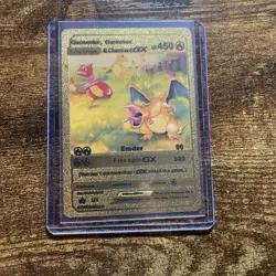 EVOLUTION & Charizard GX HP450 Gold Metal Pokemon Card- - Image 1