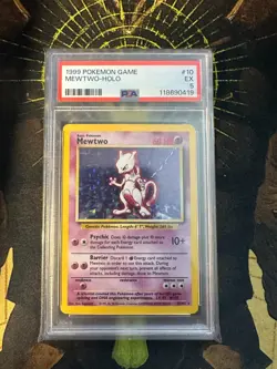 Pokemon Mewtwo 10/102 Base Set Vintage Holo PSA 5 - Image 1