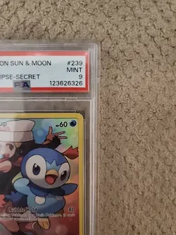 2019 POKEMON SUN & MOON COSMIC ECLIPSE SECRET #239 FULL ART/PIPLUP PSA 9 - Image 2