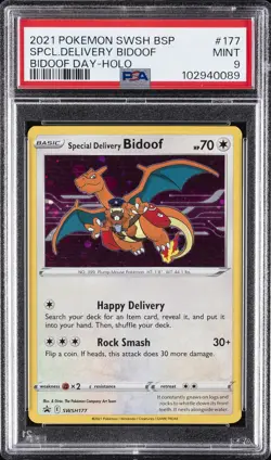 2021 POKEMON SWSH BLACK STAR PROMO BIDOOF DAY SPECIAL DELIVERY BIDOOF-HOLO PSA 9 - Image 1