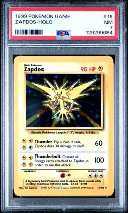 PSA 7 NM Zapdos 016/102 Base Set Holo Pokemon 1999 WOTC - Image 1