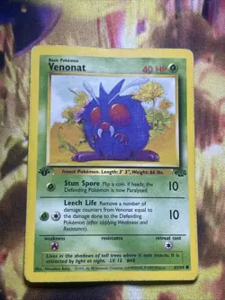 1st Edition Venonat Non-Holo WOTC Pokemon Card 63/64 Jungle Set - Image 1