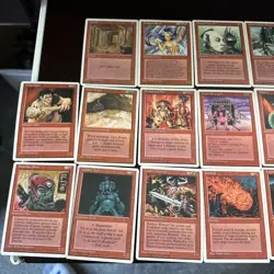 Vintage MTG Lot: 1995 4th Edition 32 DIFFERENT Red Cards No Dupes Light Play LP - Image 4