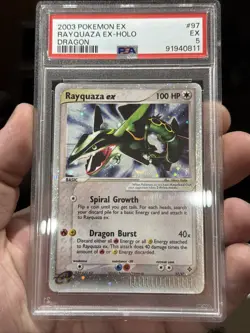 2003 POKEMON EX DRAGON #97 RAYQUAZA EX-HOLO PSA 5 - Image 1