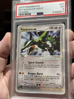2003 POKEMON EX DRAGON #97 RAYQUAZA EX-HOLO PSA 5 - Image 4