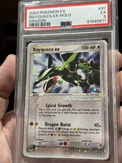2003 POKEMON EX DRAGON #97 RAYQUAZA EX-HOLO PSA 5 - Image 5