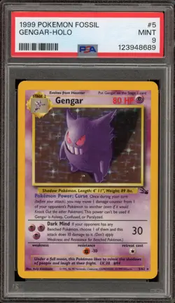 Pokemon Gengar Fossil Unlimited Holo Rare #5 PSA 9 Mint - Image 1