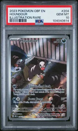 2023 POKEMON OBF EN-OBSIDIAN FLAMES ILLUSTRATION RARE #204 HOUNDOUR PSA 10 - Image 1