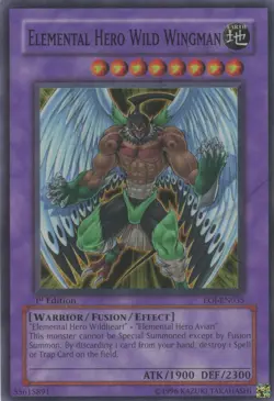 Yugioh Elemental Hero Wild Wingman EOJ-EN035 Super Rare 1st Edition HP - Image 1