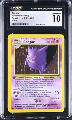 (PSA) CGC 10 Gengar 1st Edition Fossil Holo Rare Pokemon Card #5 Gem Mint - Image 1