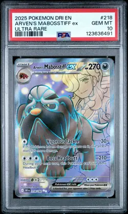 2025 POKEMON DRI EN-DESTINED RIVALS ULTRA RARE #218 ARVEN'S MABOSSTIFF EX PSA 10 - Image 1