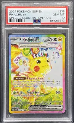 2024 POKEMON SSP EN-SURGING SPARKS SPECIAL ILLUSTRATION RARE PIKACHU EX PSA 10 - Image 1