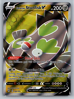Pokemon TCG Galarian Stunfisk V Darkness Ablaze 184/189 Holo Full Art Ultra Rare - Image 1