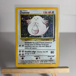 Pokemon TCG Chansey Base Set Holo Unlimited Rare Card 3/102 Vintage WOTC - Image 1