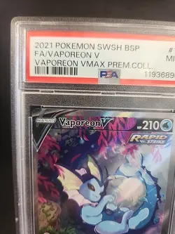 Vaporeon v SWSH181 Black Star Promo Holo Card Pokemon TCG PSA 9 Mint Graded - Image 2