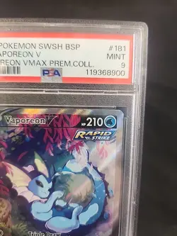 Vaporeon v SWSH181 Black Star Promo Holo Card Pokemon TCG PSA 9 Mint Graded - Image 3