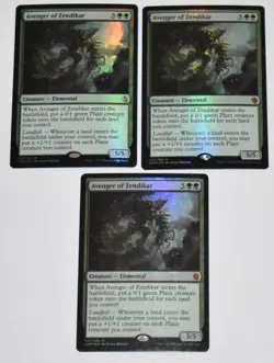 3X AVENGER OF ZENDIKAR vs Eldrazi Green Rare Creature FOIL MAGIC GATHERING CARD - Image 1