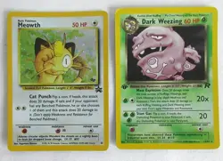 POKEMON 2 CARD LOT UNPLAYED MEOWTH 10 BLACK STAR PROMO DARK WEEZING 1ST EDITION - Image 1