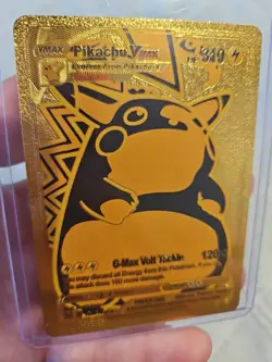 Pikachu VMax Gold Foil Premium Fan Art Vinyl Pokemon Collector Card - Image 3