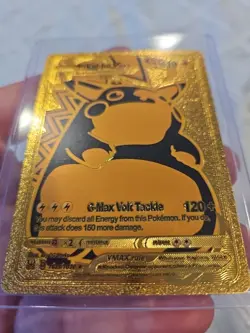 Pikachu VMax Gold Foil Premium Fan Art Vinyl Pokemon Collector Card - Image 4