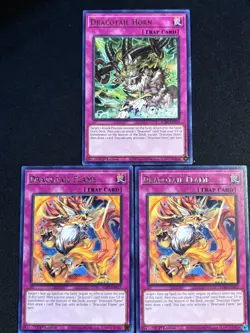 Dracotail Flame & DracoTail Horn JUSH-EN010/EN011 - Rare - 1st Edition - 3 Cards - Image 1