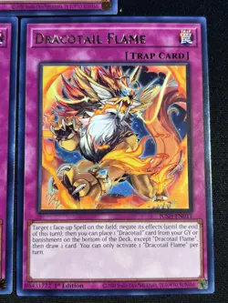 Dracotail Flame & DracoTail Horn JUSH-EN010/EN011 - Rare - 1st Edition - 3 Cards - Image 2