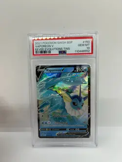 PSA 10 VAPOREON V SWSH150 Pokemon #150 Black Star Promo Eevee Evolutions Tins - Image 1
