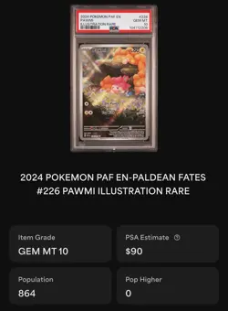 2024 Pokemon Pawmi GEM MINT Illustration Rare PSA 10 Paldean Fates 226/091 - Image 2